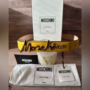 Authentic and Brand New Moschino Signature Script Logo Belt